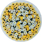 ANSGGB 200pcs Daisy Flower Polymer Clay Beads, Mixed Yellow Sunflowers Charm Spacer Beads for DIY Bracelet Necklace Jewelry Making