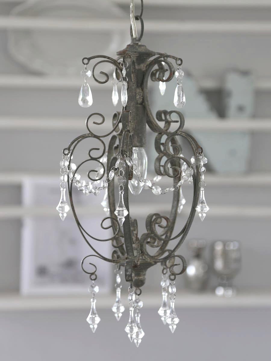 Lamp Ceiling Light Chandelier Grey Handmade Shabby Chic Retro Chic Antique