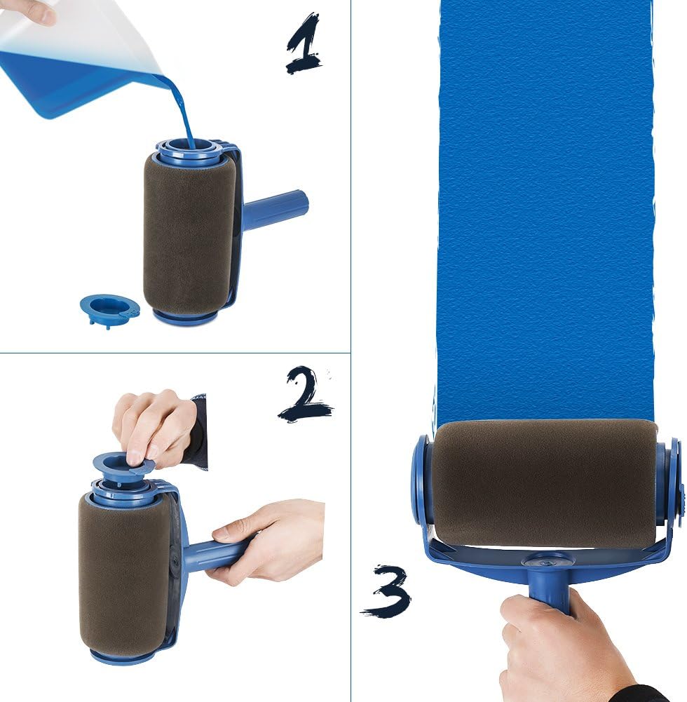 TOURACE 9Pcs/Set Paint Roller Set with Sticks Paint Roller Pro Transform Your Room in Just Minutes Quickly Decorate Runner Tool Painting Brush Set. - - 