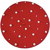 BUDUBIBI Wool Beret for Women, Classic Starry Pearl Winter Beanie French Hat Artist Painter Solid Color Beret Cap