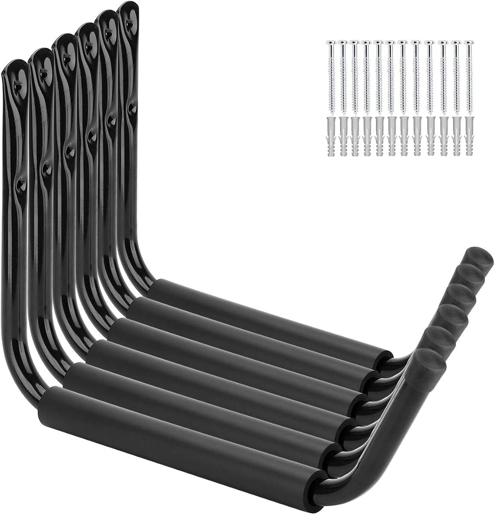 PiPaFox 6pk 15" Heavy Duty Garage Hooks Kayak Canoe Wall Mount Hangers