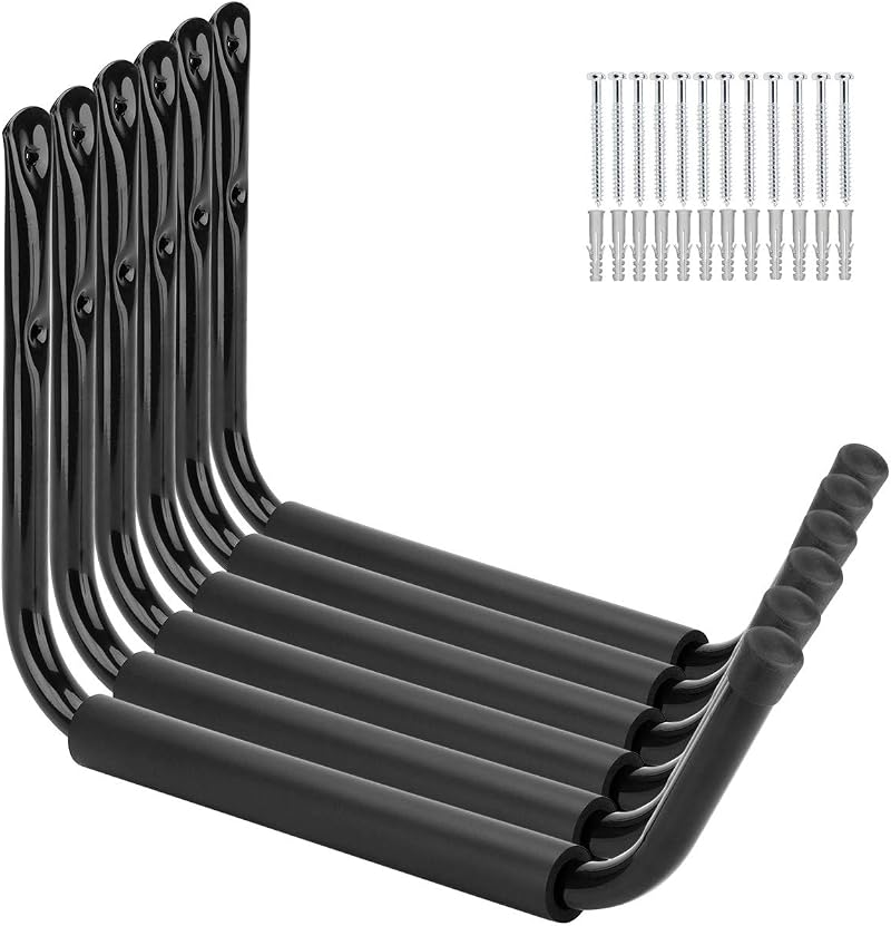 PiPaFox 6pk 15" Heavy Duty Garage Hooks Kayak Canoe Wall Mount Hangers