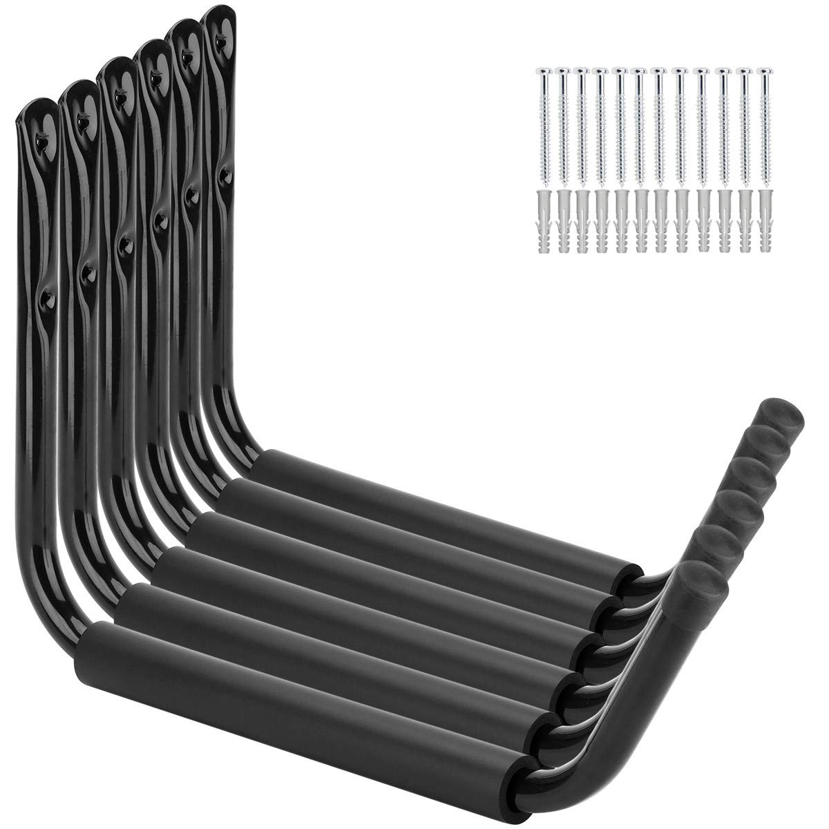 PiPaFox Garage Storage Heavy Duty Hooks, 15Inch Jumbo Arm Kayak Rack, 6 Pack Wall Mount Canoe Hangers