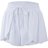 Flowy Running Shorts for Women Workout Athletic Gym Yoga Sport Active Wear Golf Hiking Bike Skort Sweat Pants Tennis Skirt with Pockets Spandex Cute Comfy Trendy Clothes Casual Summer Outfit White 2xl