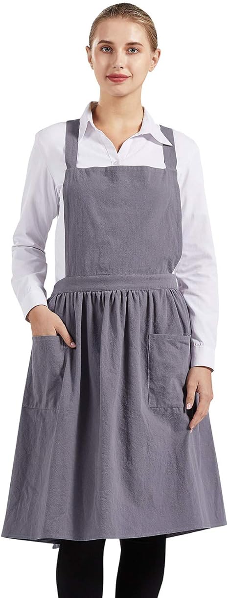 Amazon Co Jp Nanxson エプロン 前掛け 保育士 おしゃれ ポケット付き 花屋 北欧風 無地 ロングエプロン 花屋 家庭クーキー 女性用 喫茶店 カフェー屋 Cfj3046 グレー ワンサイズ 服 ファッション小物