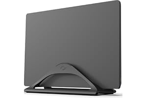 HumanCentric Vertical Laptop Stand for Desks in Matte Black, Upright Adjustable Holder to Dock Apple MacBook, MacBook Pro, and Other Laptops to Organize Work & Home Office, Automatic Grip