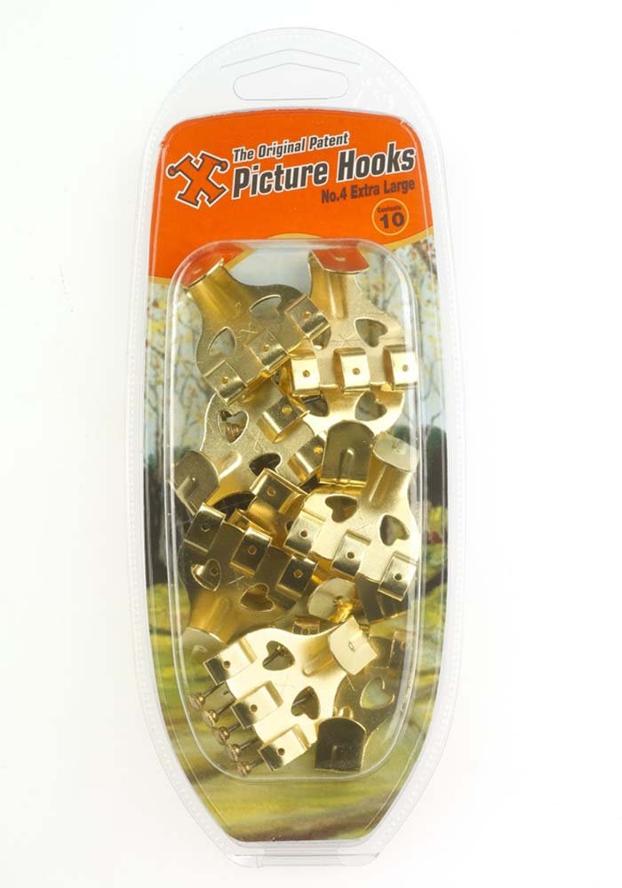 X Picture Hooks No.4 Brass Plated 10 Pack Blister - 12890