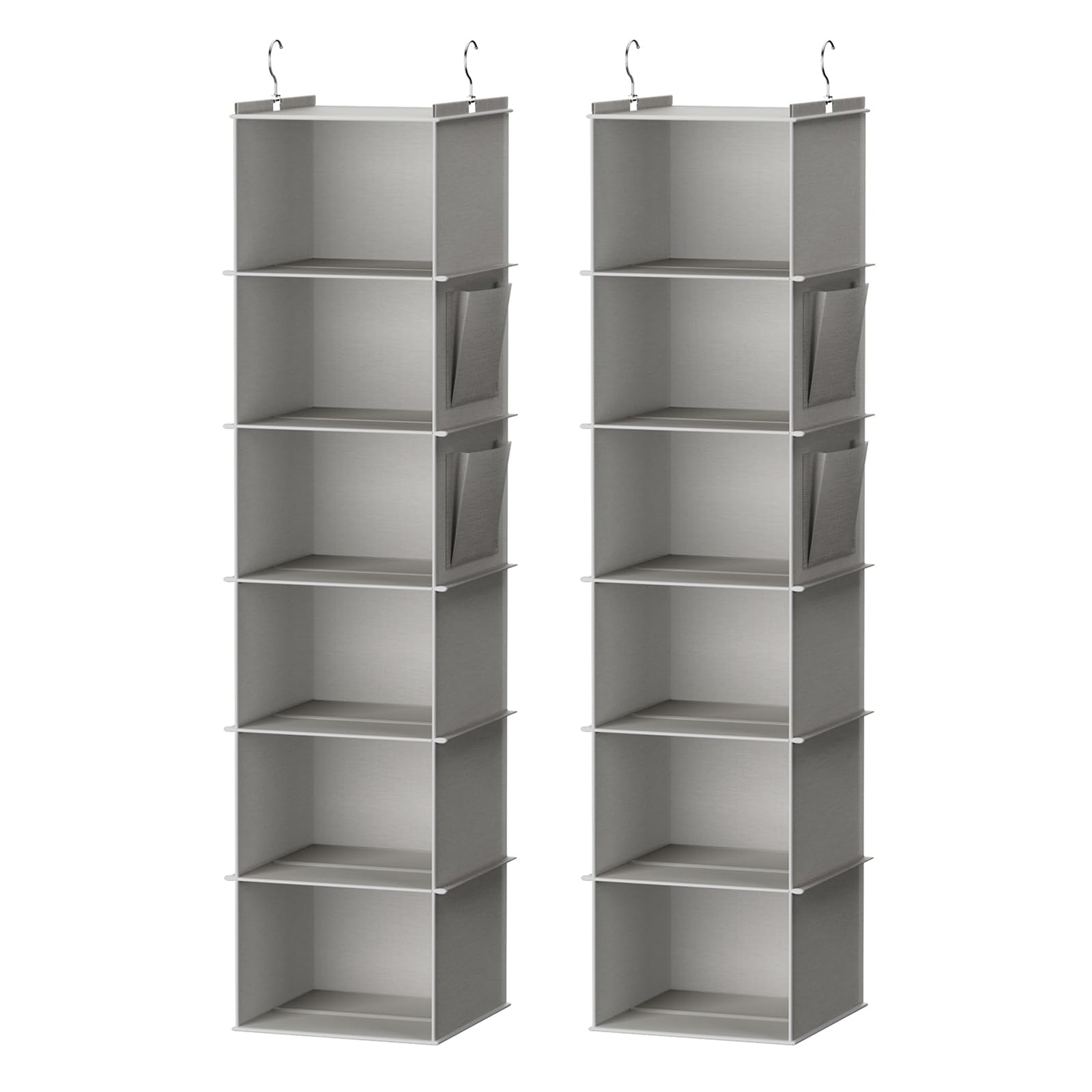Photo 1 of YOUDENOVA Hanging Closet Organizer, 6-Shelf Closet Hanging Storage Shelves, 2 Packs, Light Grey
