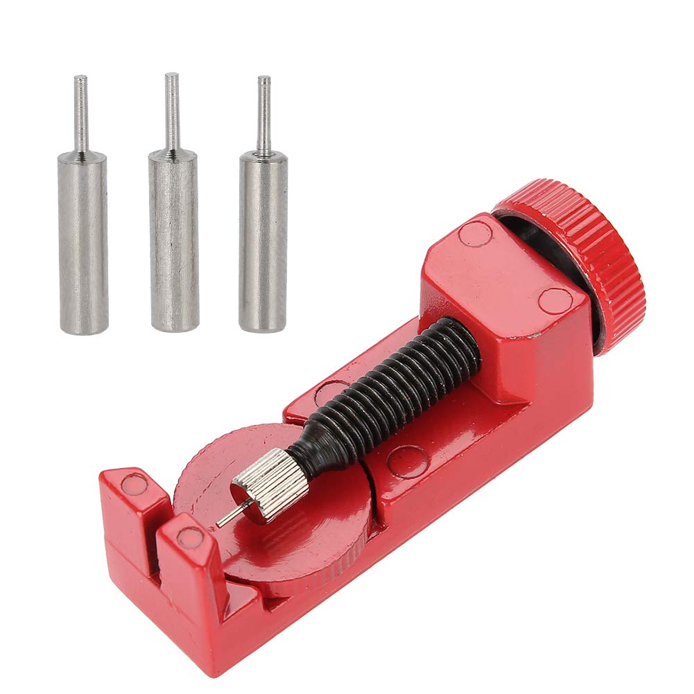 Watch Link Remover, Professional Adjuster Link repair Metal Bracelet Strap Pins Removal, Portable Watch Strap Repair Links Adjuster Device, Bracelet Watch Band Pin Watch Strap Repair Tools(Red)