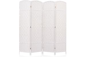 JVVMNJLK Room Divider Privacy Screen, Diamond Double-Weave Fiber 4 Panel Wall Divider for Room Separation, Portable Freestanding Partition Room Divider with Extra Wide, White