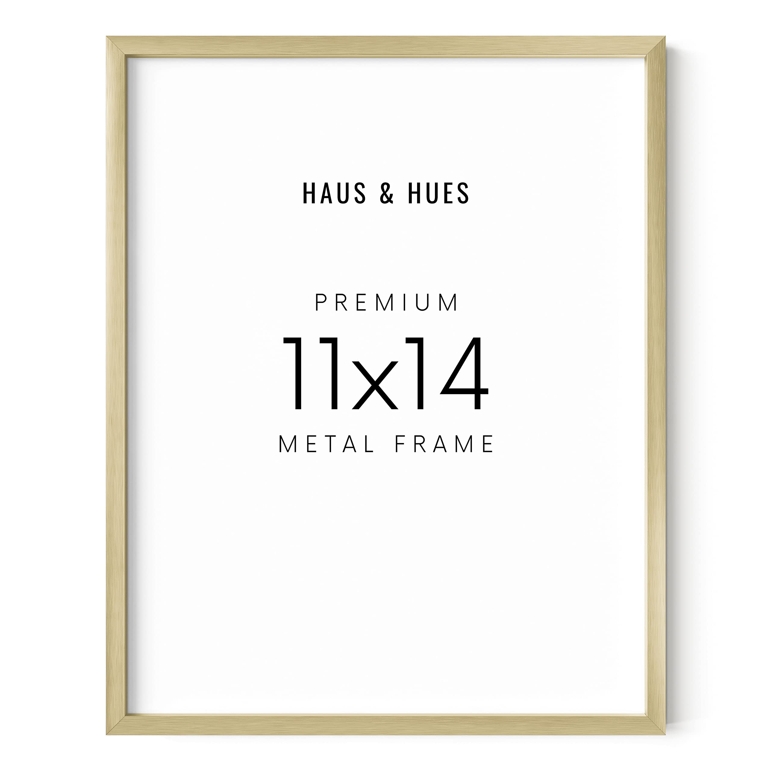 HAUS AND HUES 11x14 Gold Poster Frame - Set of 1 11x14 Picture Frame Gold, Gold Certificate Frame, Aluminum Diploma Frames 11x14, Gold Picture Frame, Gold Wall Metal Poster Frame (Gold Aluminum Frame)
