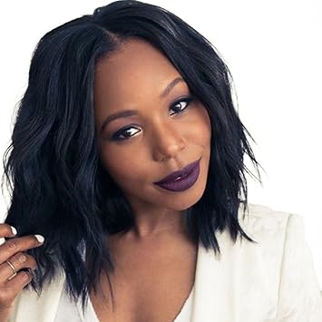 Amazon Com Yyf Cob Curly Bobo Black Hair Wig Middle Part