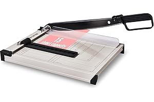 ISDIR 12" Guillotine Paper Cutter - Heavy Duty Trimmer with Magnetic Guide & Safety Guard | 15-Sheet Capacity | Metal Base for Cardstock, Cardboard, Vinyl & Crafts