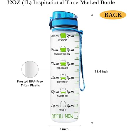 Mua 64HYDRO 32oz 1Liter Motivational Water Bottle with Time Marker ...