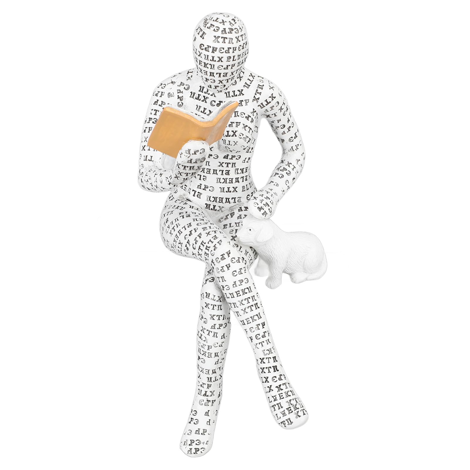 Cyrank Reading Woman Figurine, Resin Abstract Thinker Sculpture Bookworm Sculpture Pulp Woman Reading Bookshelf Decor for Office Shelf Desktop(B)