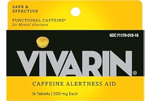 Vivarin, Caffeine Pills, 200mg Caffeine per Dose, Safely and Effectively Helps You Stay Awake, No Sugar, Calories or Hidden Ingredients, Energy Supplement, 16 Tablets (6 Pack)