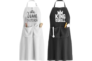 JDNFYGX King & Queen Apron Set - Wedding Engagement Gifts for Couples, Funny Kitchen Gifts for Couples, Husband, Wife, Boyfriend, Girlfriend, Him Her, Bridal Shower Gifts, Unique Valentine's Day gifts ideas
