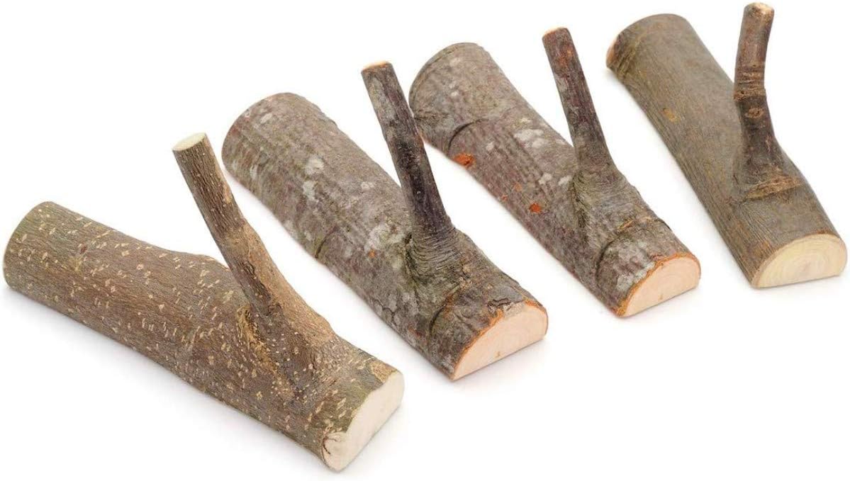IVAILEX 4 Pack Strong Suction Hooks Vintage Real Wood Tree Branch Wall Hook Key Holder Natural Decorative Coat Hook (Width 3cm-4cm)