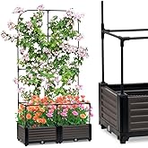 Vtuyet 2-in-1 Raised Garden Bed Planter Box with Trellis Outdoor, Self Watering Tomato Planter for Patio, Extra Large Raised 
