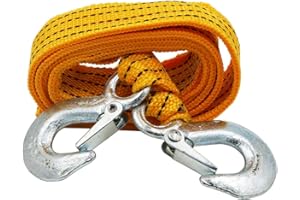YSY 3 Ton Heavy Duty Tow Strap with Safety Hooks 10FT | 6,600 LB Capacity | Polyester Towing Rope for Towing Vehicles in Roadside Emergency 1 Set(Yellow)