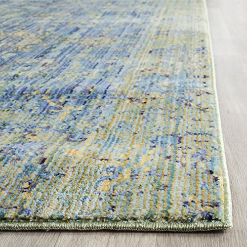 Safavieh Valencia Collection VAL123M Blue and Multi Vintage Distressed Silky Polyester Runner Rug (2'3 x 8')