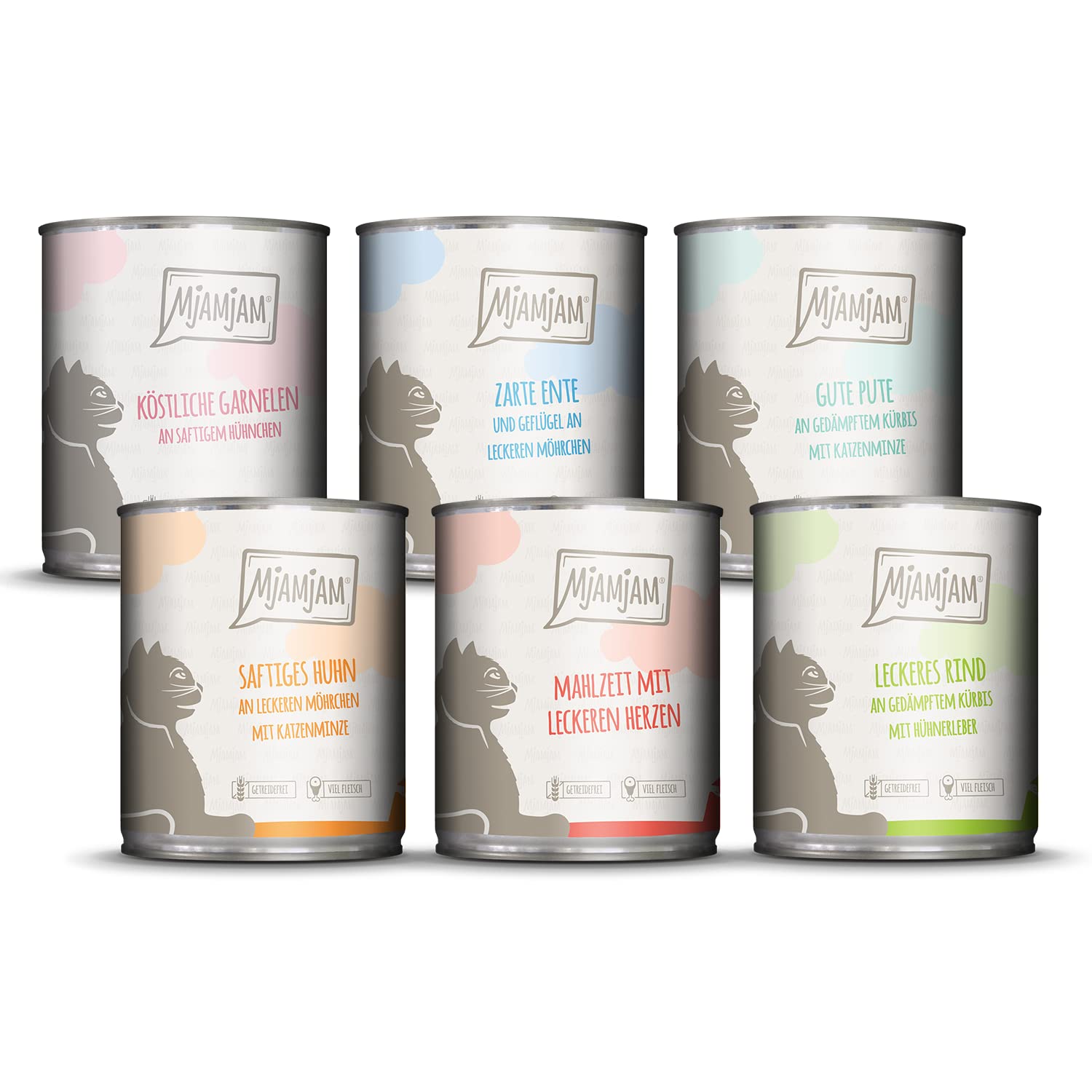 MjAMjAM - nourriture humide premium pour chats - pack d'essai, pack de 6 (6 x 800 g), sans céréales avec supplément de viande