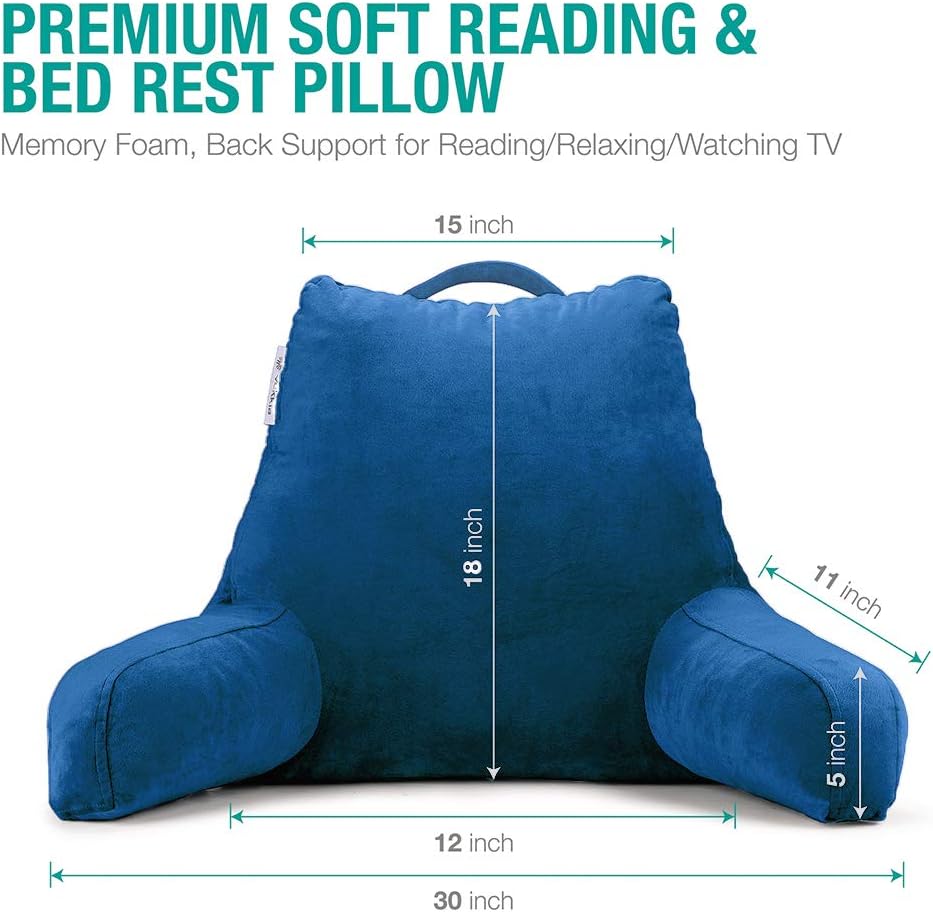 Vekkia Reading & Bed Rest Pillow Replacement Cover- 18in (Navy Blue): Home & Kitchen