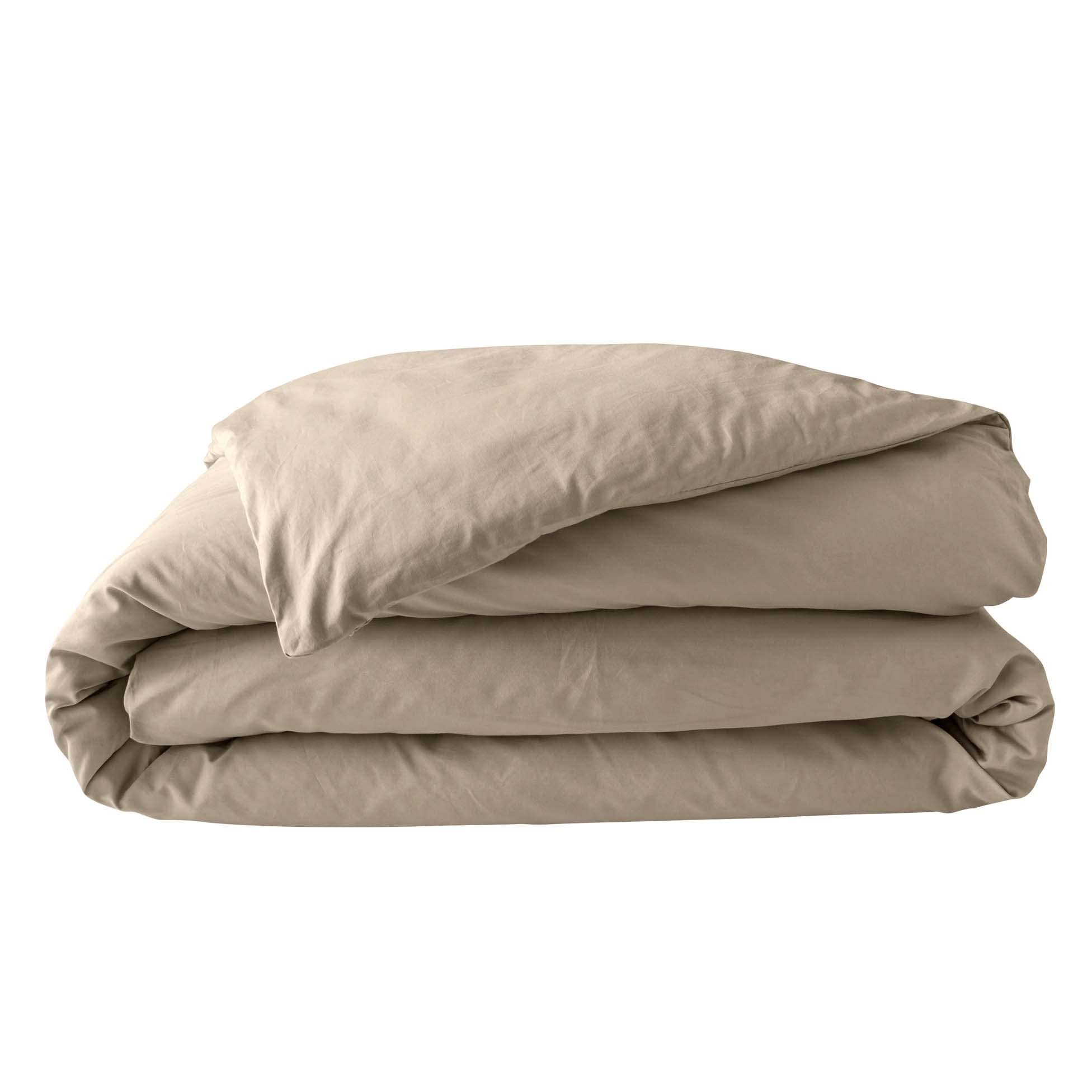 douceur d'intérieur, 100% Cotton Percale Sand Duvet Cover 260 x 240 cm