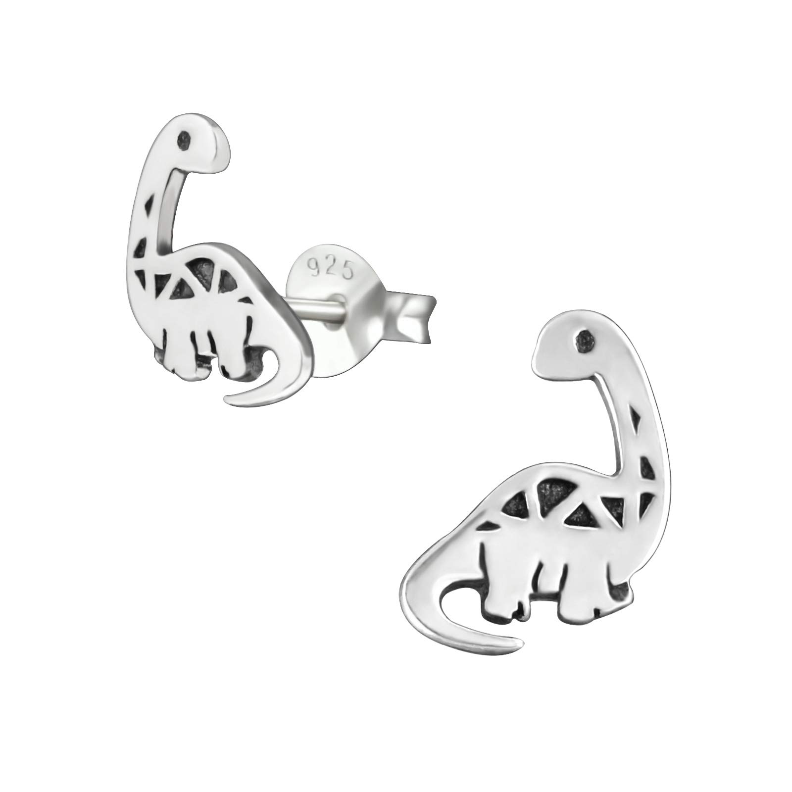 Dinosaur Brontosaurus Brachiosaurus Earrings - 925 Sterling Silver