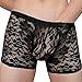 FEESHOW Men's Lace Flower Floral Print Pouch Underwear Boxer Briefs Shorts Black One size