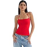 SUUKSESS Women Halter Double Lined Tank Top Backless Going Out Camisole Crop Top