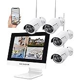 SEBIKAM Wireless Security Camera System with 10.1" Monitor, 4PCS 3MP/2K HD Cameras | 2-Way Audio | Local & Remote View | Night Vision Motion Detection | IP66 Home Business Surveillance Kit Plug & Play