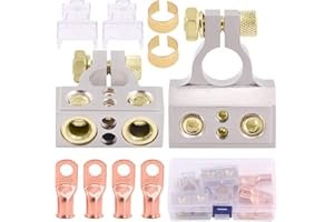 Glarks 8Pcs Car Battery Terminals Connectors 0/4/8/10 Gauge Battery Terminals with Heavy Duty Wire Ring Terminal Connectors f