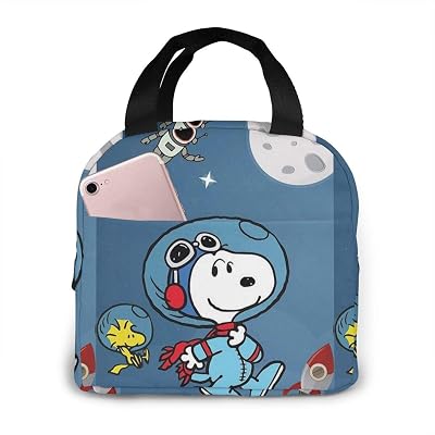 Lunch Bag Tote Snoopy And Woodstock In Space Lunchbox Insulated Lunch Cooler Box Meal Prep Containers For Woman Man Kids