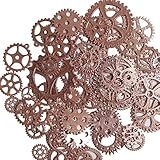 N'joy 70-Piece Skeleton Steampunk Clock Watch Gear Cog Wheel Pendant Charms, Red Copper