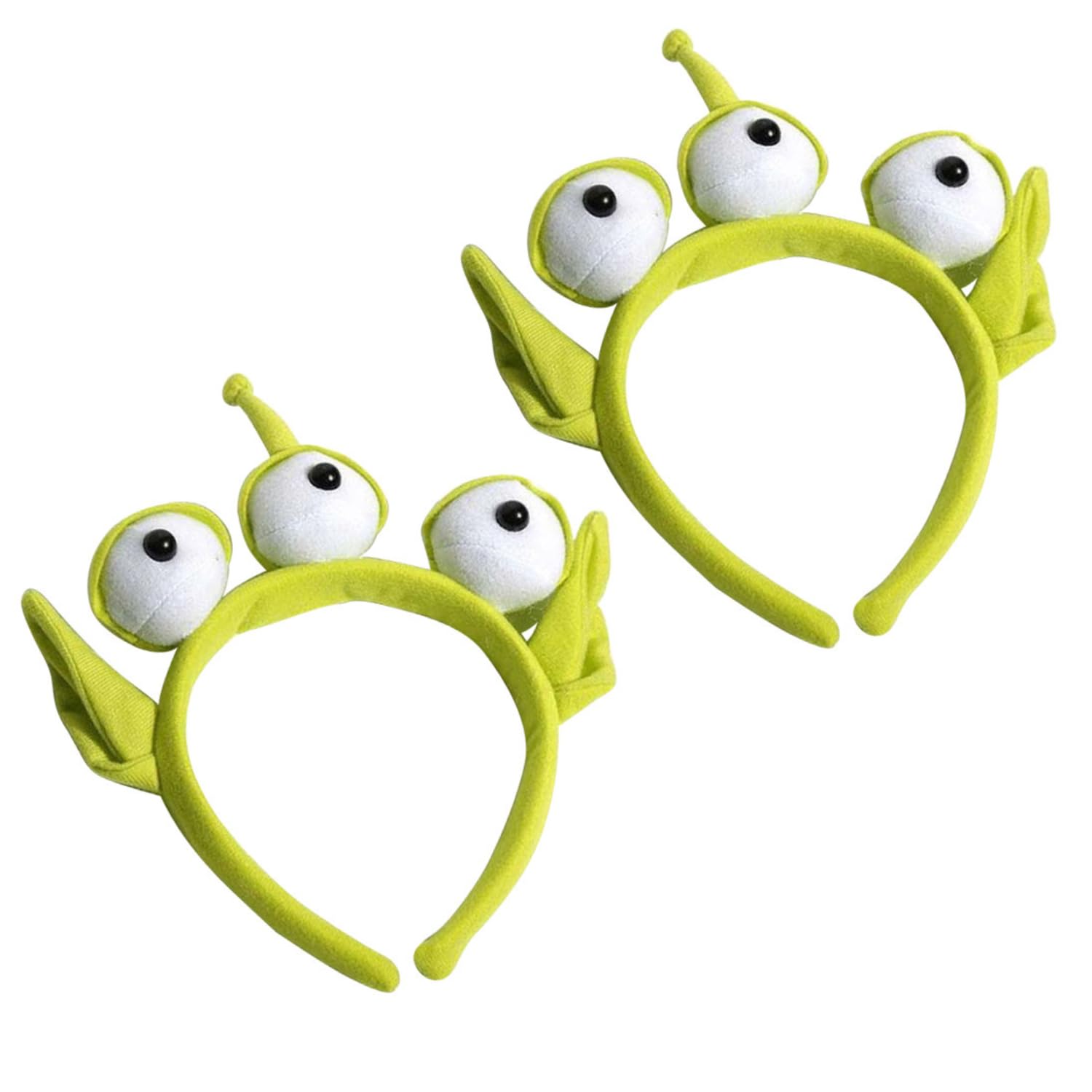 JNAWA 2Pieces Three-Eyed Headband Plush Funny Anime Hairpin Cute Green Monster Headband Suitable Anime Photo Headwear for Women Taking Photos