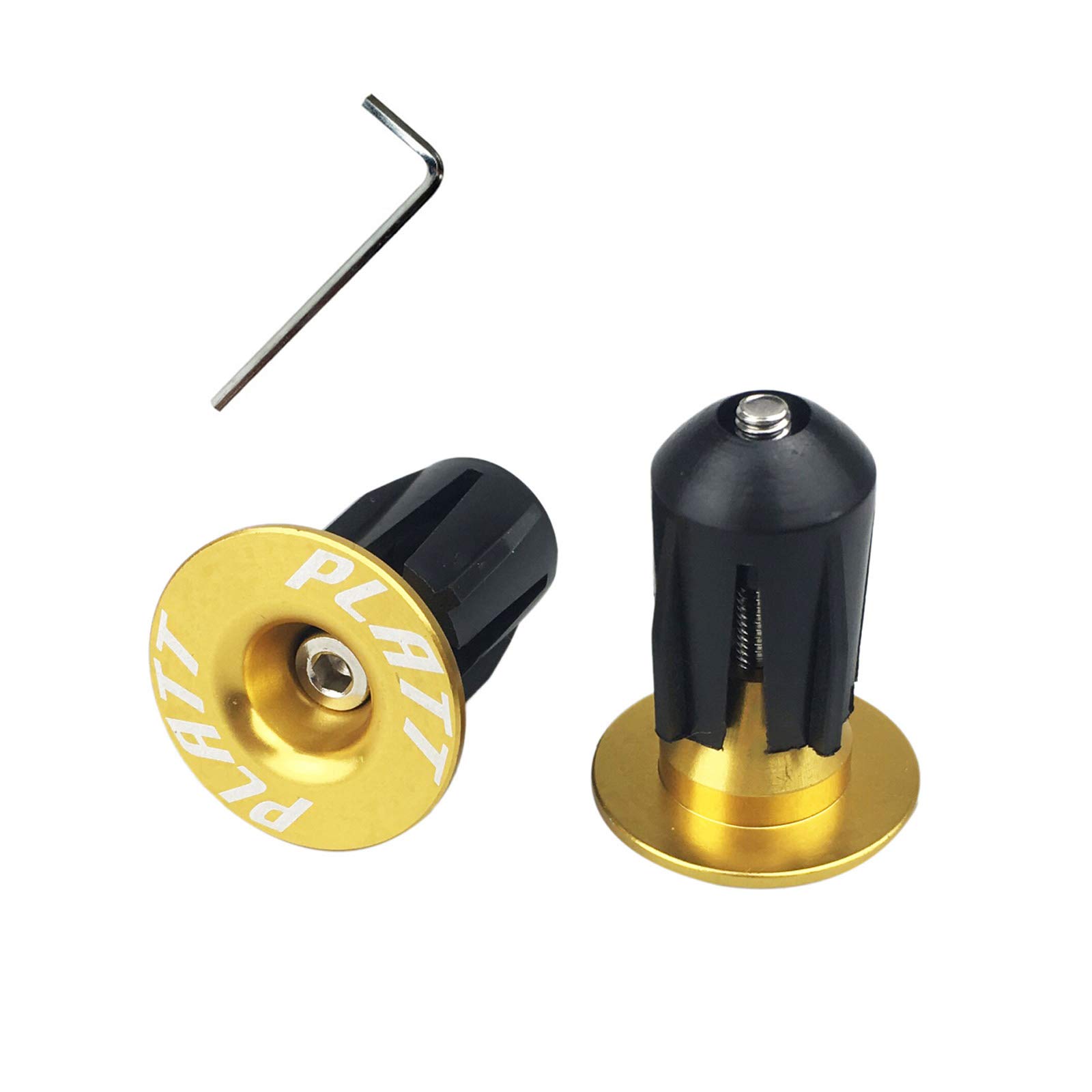 PLATT Bike Bar End Plugs Aluminum MTB Road Bike BMX Handlebar End Caps (Gold,1 Pair)