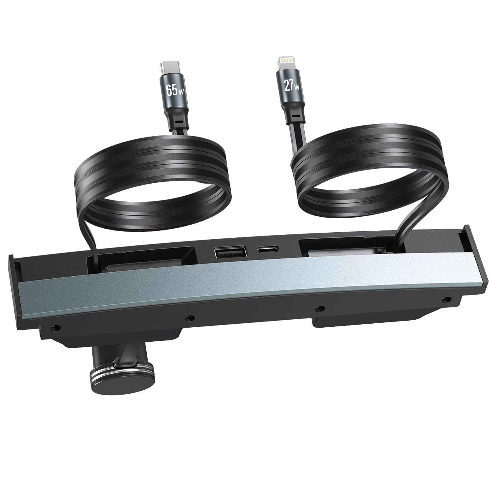 Photo 1 of 65W USB Hub for Tesla Model 3 (New Model Y Juniper 2024 2025 2026 -Fast Charger Tesla Accessories for Model 3 Highland(New Model Y Juniper) USB Charger Hub 4-Ports Retractable Phone Charger USB Hub