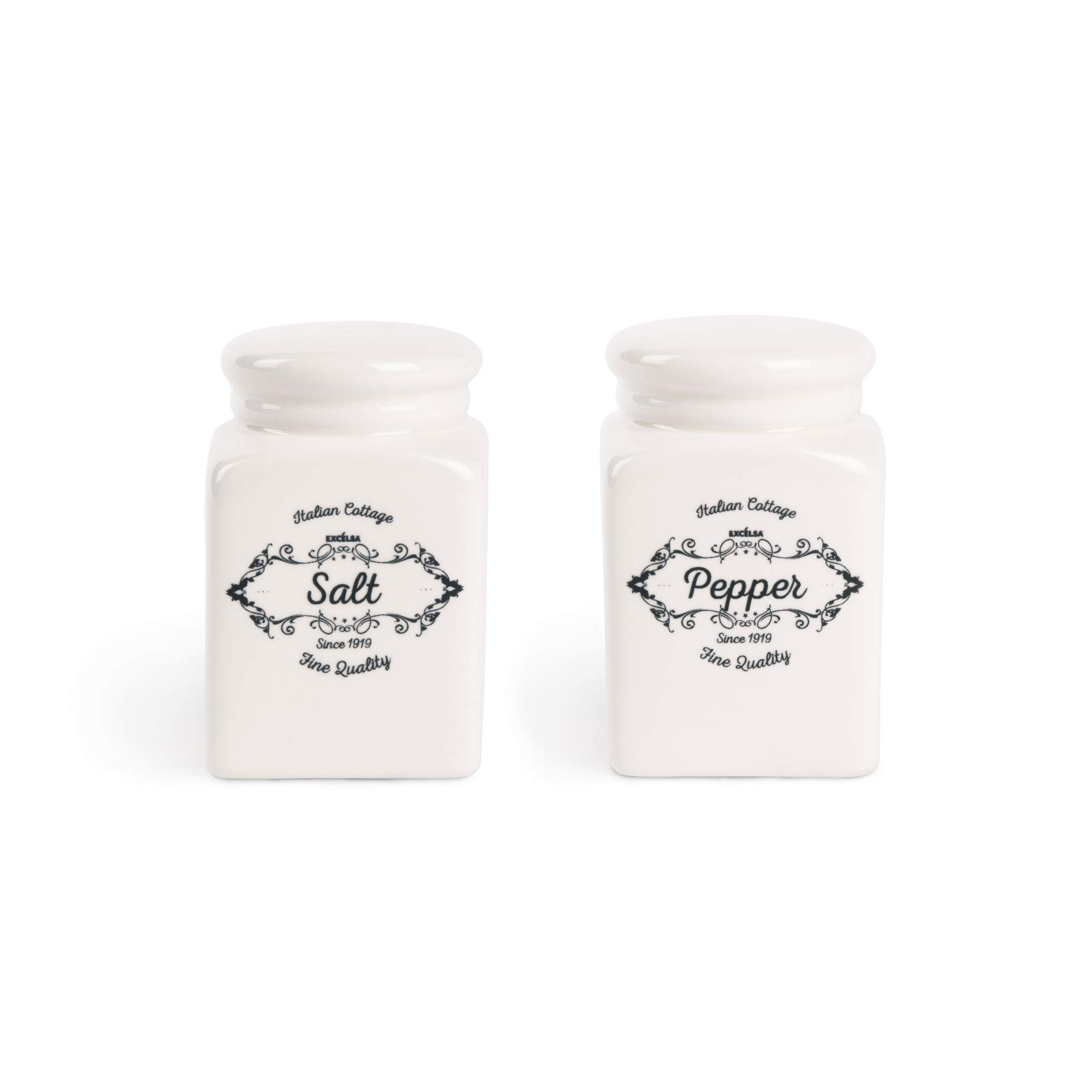 Excelsa Fine Quality Salt and Pepper Set, Ceramic, White, 2 Pieces