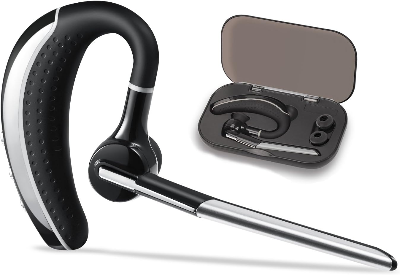 Bluetooth headset, Hands free Wireless Bluetooth Earpiece V4.1 with 6.5-Hr Talktime and Noise Cancellation Mic for iPhone and Android cell phones for Driving/Business/Office/Workout