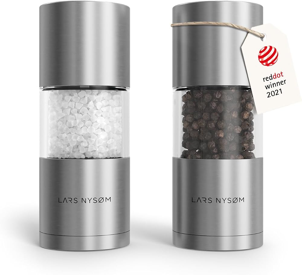 LARS NYSØM Sjæl Salt & Pepper Mill Set Stainless Adjustable Ceramic Grinder