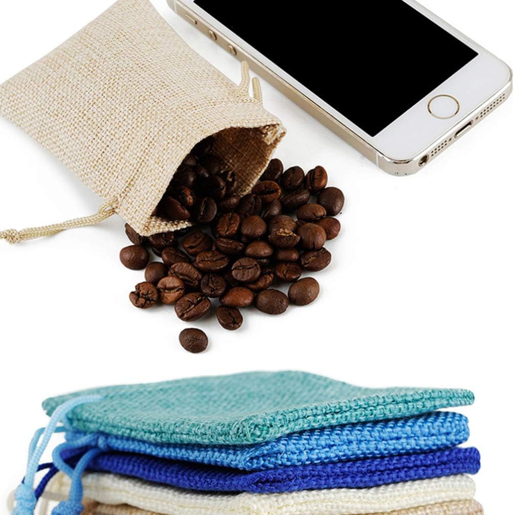 12Pcs Christmas Burlap Bags Dust-Proof Jewelry Candy Storage Bags Linen Breathable Pouch with Drawstring for New Year Festive(Beige,15 * 20cm) - Image 4
