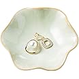 Jewelry Dish Tray, Ring Dish, Ceramic Trinket Tray, Key Bowl, Decorative Plate, for Friends Sisters Daughter Mother(Light Green)