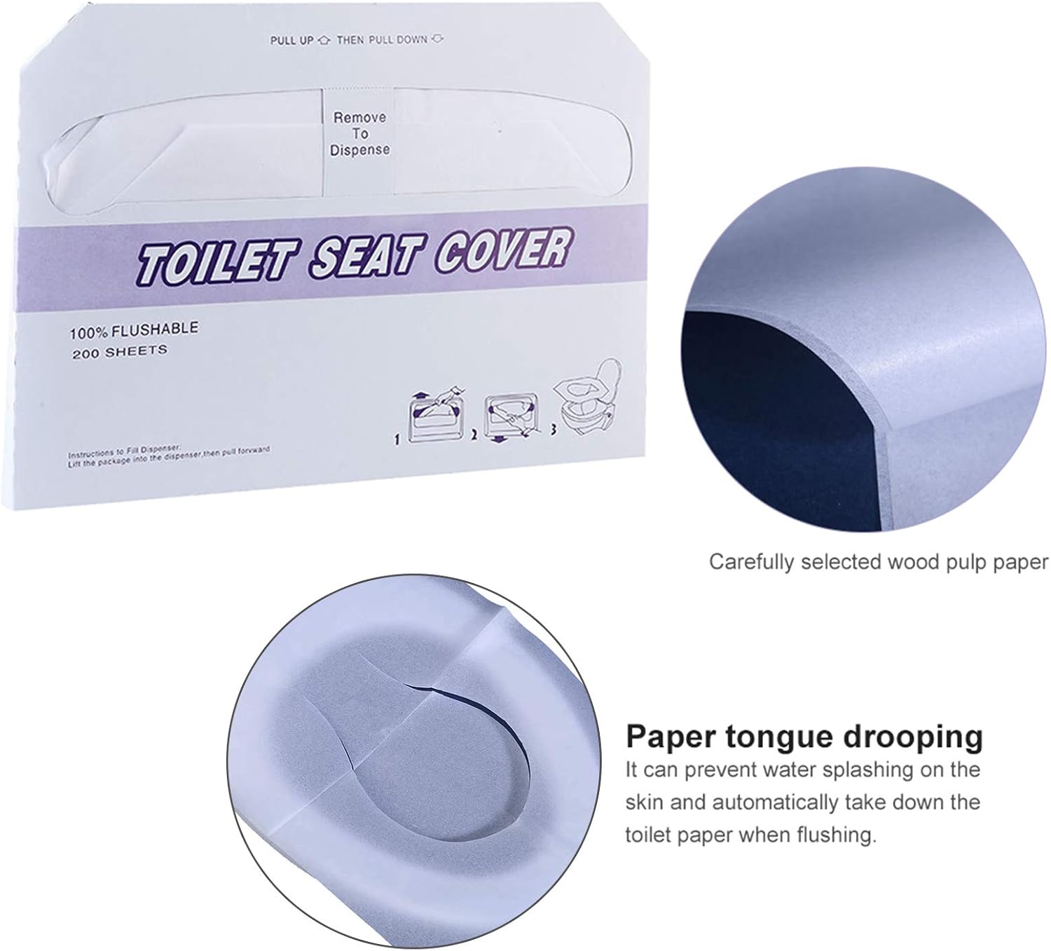 200Pcs Disposable Toilet Seat Cover Paper, Bathroom Sanitary Travel