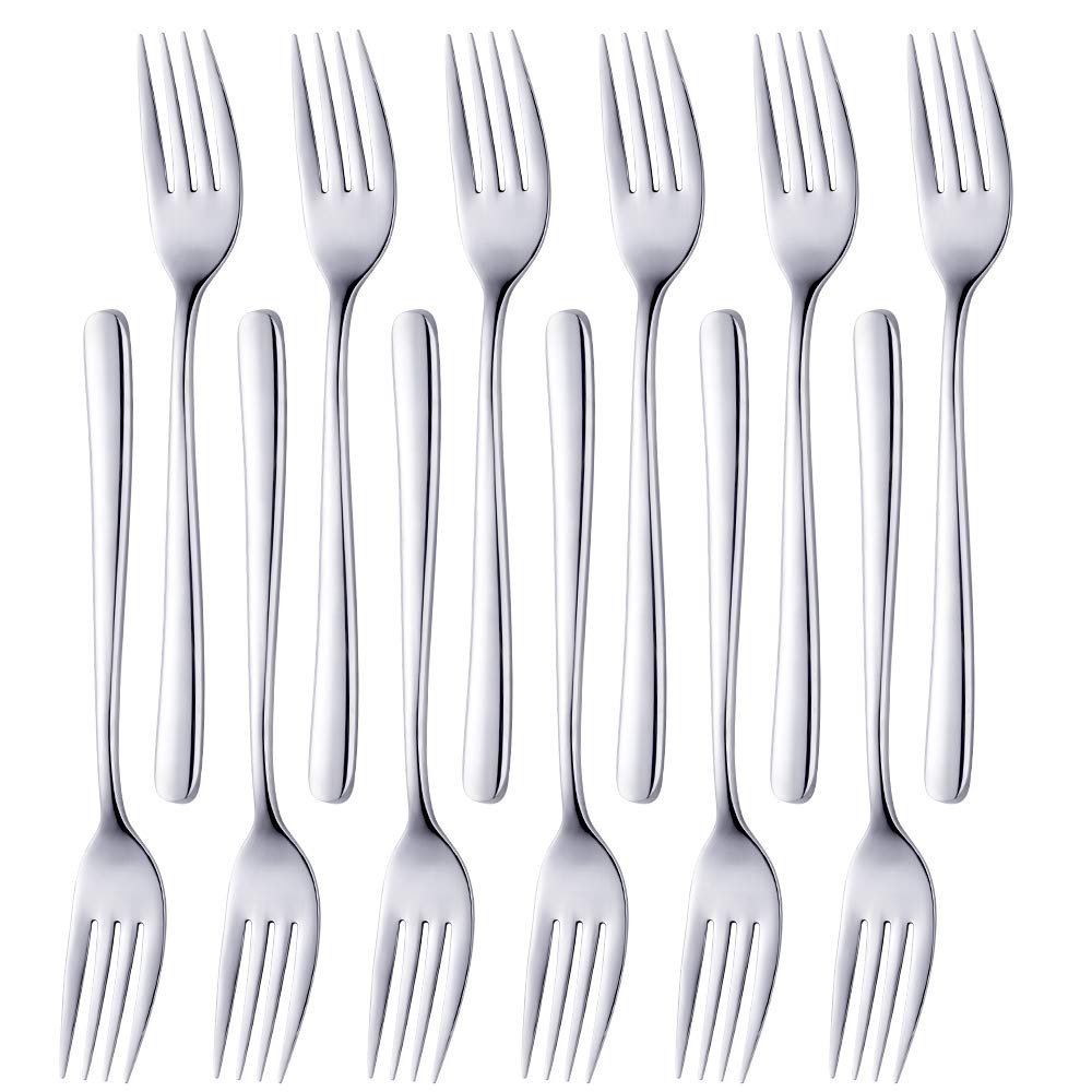 SUNSENGEUR 12 Piece Stainless Steel Dinner Forks Set Stainless Steel Table Forks Heavy Duty and Mirror Polishing, 7.6 Inches,Ideal for Wedding Festival Party Home Kitchen, Dishwasher Safe-Silver
