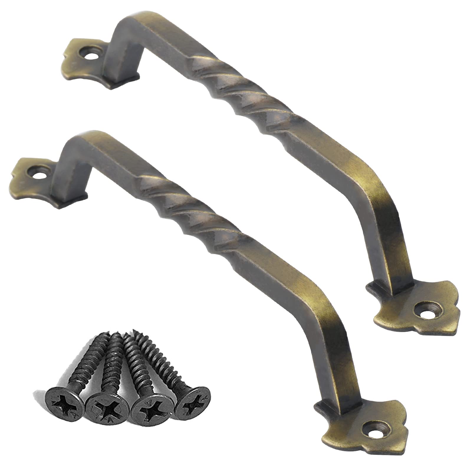 Ouvin 2 Pack Barn Door Pull Handle Hardware for Wooden Garden Gate Shed Cabinet Door (128mm/5inch Bronze)