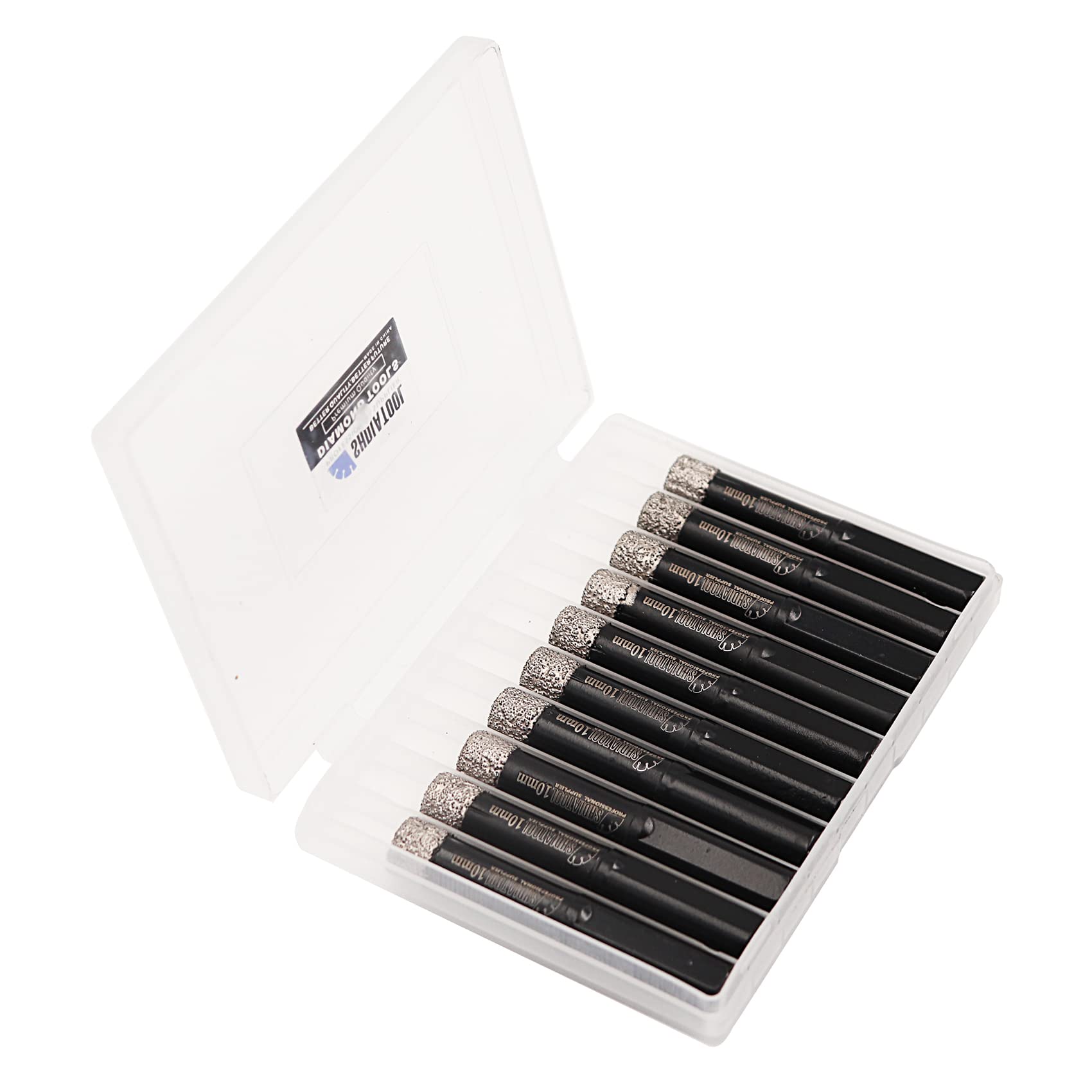SHDIATOOL Diamond Core Drill Bits Dry Drilling Bits with Triangle Shank Hole Saw Tile Cutter for Porcelain Tile Marble Ceramic Granite 10PCS 10MM