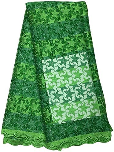 【CLEARANCE】Lacebook 5 Yards 51" Wide African Tulle Mesh Lace Fabric by the Yard for Grown Wedding Women Party Dress (Green)