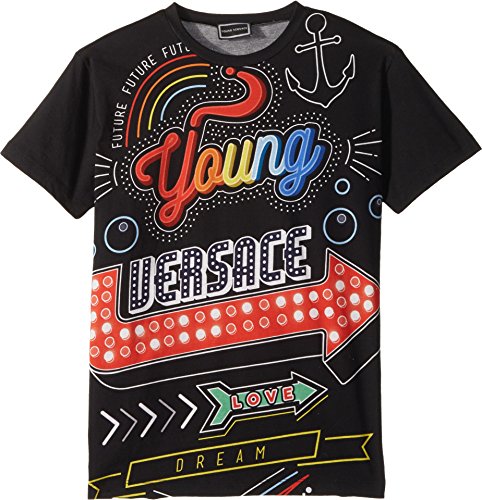 Versace kids boy s short sleeve neon lights logo graphic t-shirt …
