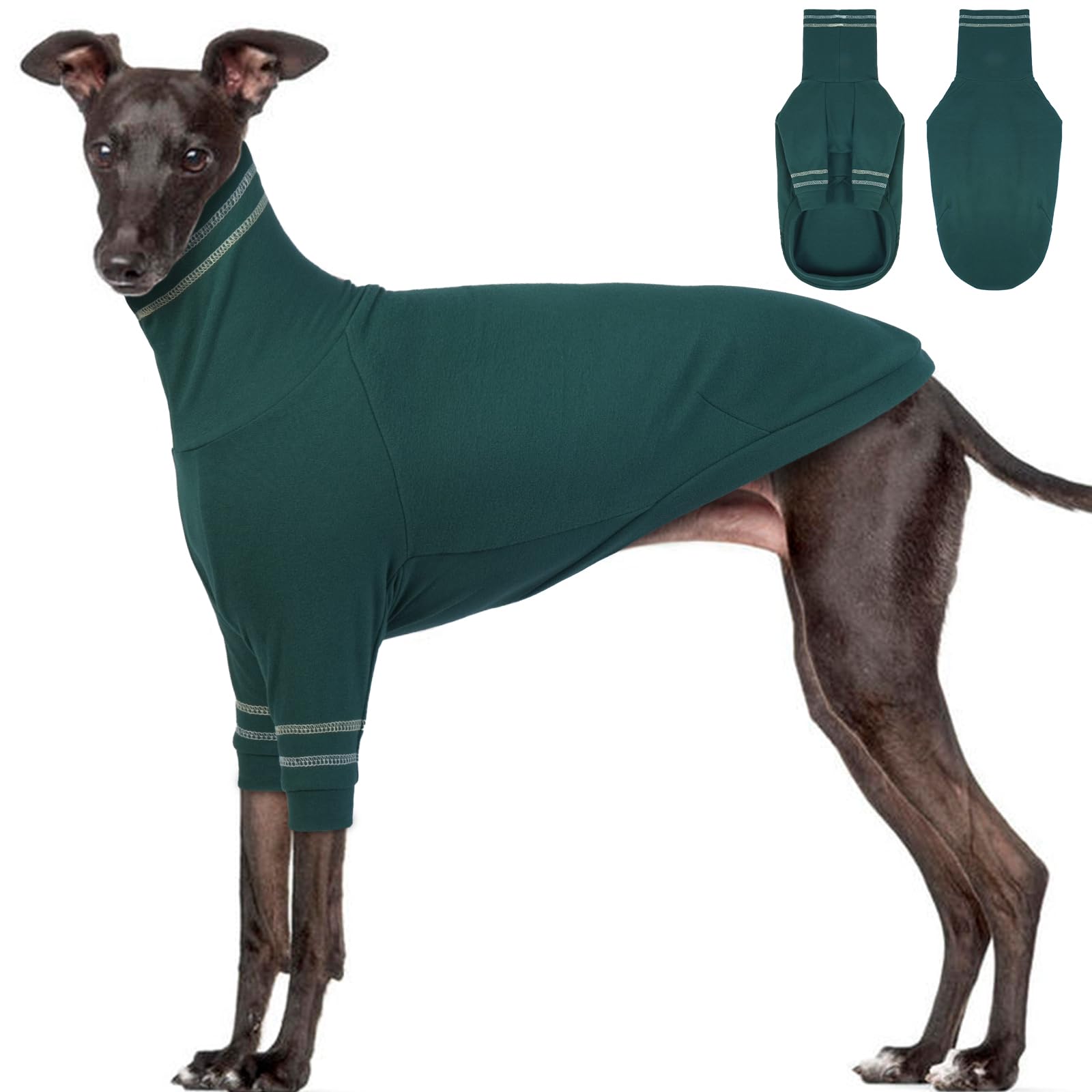 OUOBOB Greyhound Dog Sweater, Italian Coat for Large Dogs, Whippet Pullover Turtleneck Stretchy Knit Sweatshirt, Thermal Clothes Pajamas Sighthounds Jumpsuit for Cold Weather L